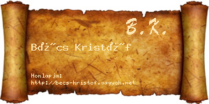 Bécs Kristóf névjegykártya