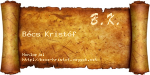 Bécs Kristóf névjegykártya